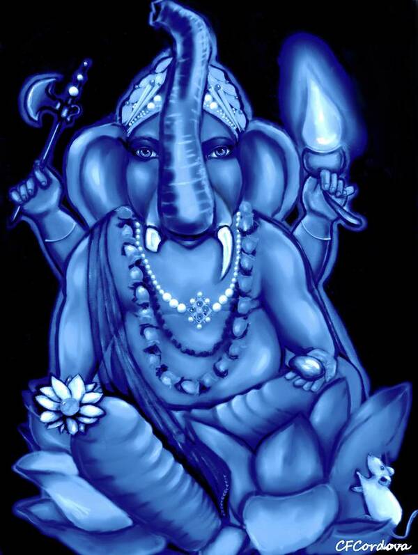 Spiritual Art Print featuring the digital art Lord Ganesh -Remover of Obstacles by Carmen Cordova