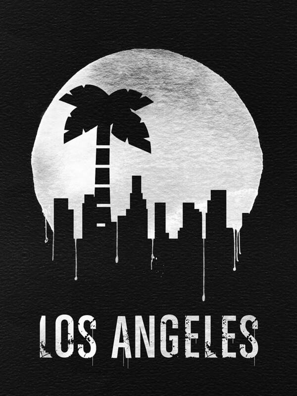 Los Angeles Art Print featuring the digital art Los Angeles Landmark Black by Naxart Studio