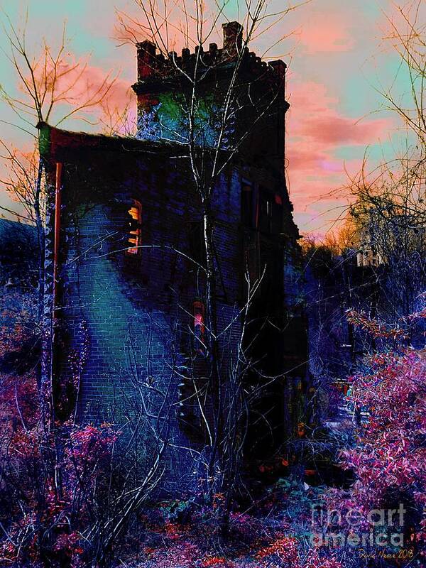 Tower Art Print featuring the digital art Lost Tower of the Blue King by David Neace