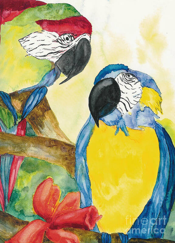 Birds Art Print featuring the painting Love Birds by Vicki Housel