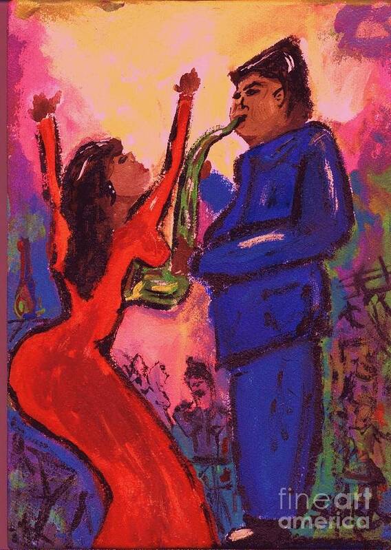 Jazz Art Print featuring the painting Love That Sax Man by Sidra Myers