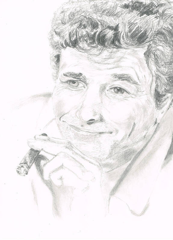 Columbo Art Print featuring the drawing Lt. Columbo by Andrew Gillette