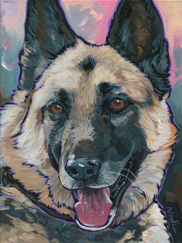 German Shepherd Dog Art Print featuring the painting Maggie by Nadi Spencer