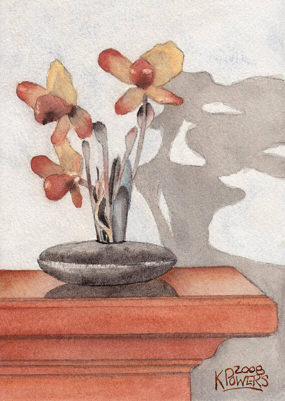 Flower Art Print featuring the painting Mantel Flowers by Ken Powers