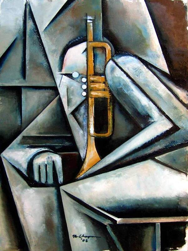 Jazz Trumpet Miles Davis Art Print featuring the painting Masqualero by Martel Chapman