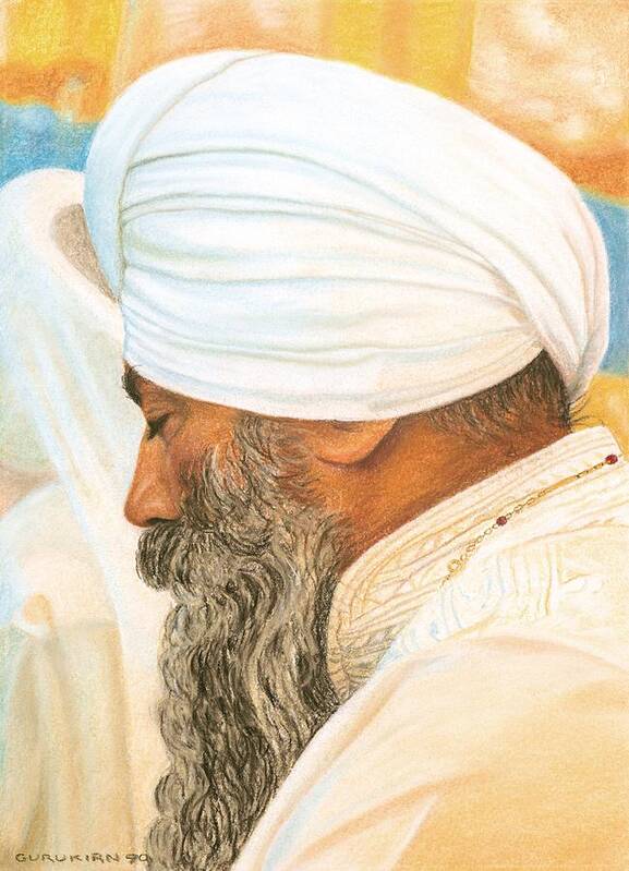 Yogi Bhajan Art Print featuring the painting Meditation by Gurukirn Khalsa