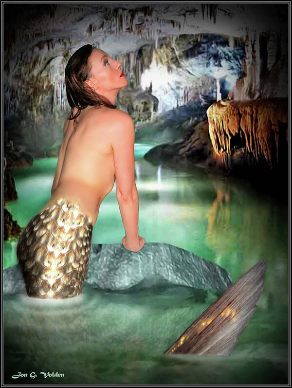Mermaid Art Print featuring the photograph Mermaid In A Cave by Jon Volden