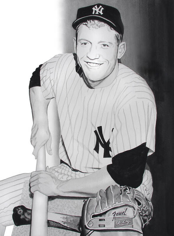 Mickey Mantle Art Print featuring the painting Mickey by Ferrel Cordle