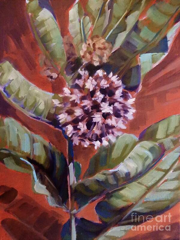 Outdoors Art Print featuring the painting Milkweed Blooms by K M Pawelec