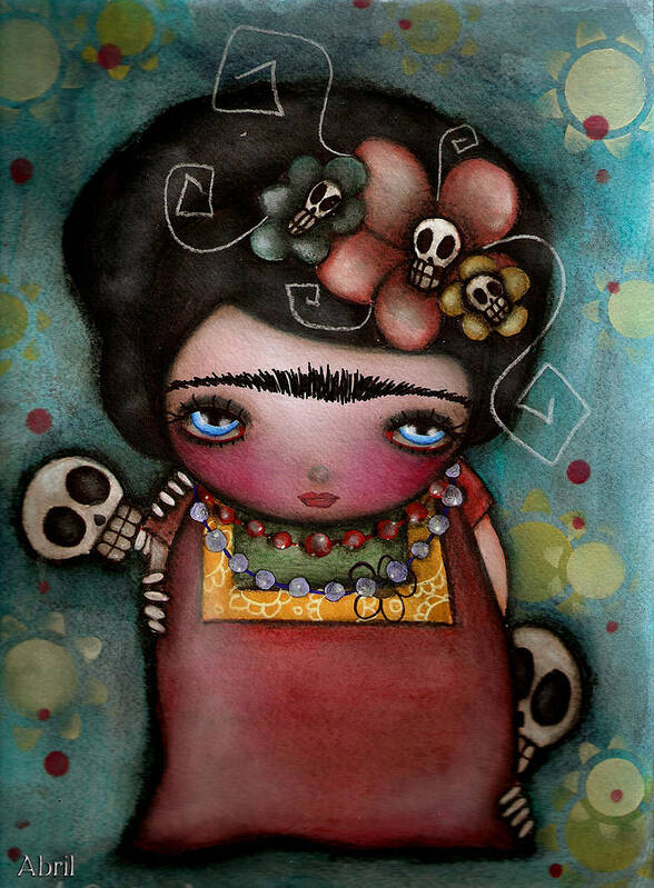 Day Of The Dead Art Print featuring the painting Mis Amigos by Abril Andrade
