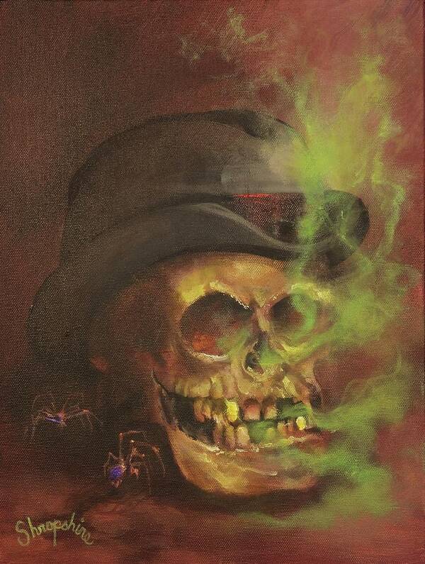 Halloween; Skull; All Hallows’ Eve; Trick-or-treat Art Print featuring the painting Mister Bones by Tom Shropshire