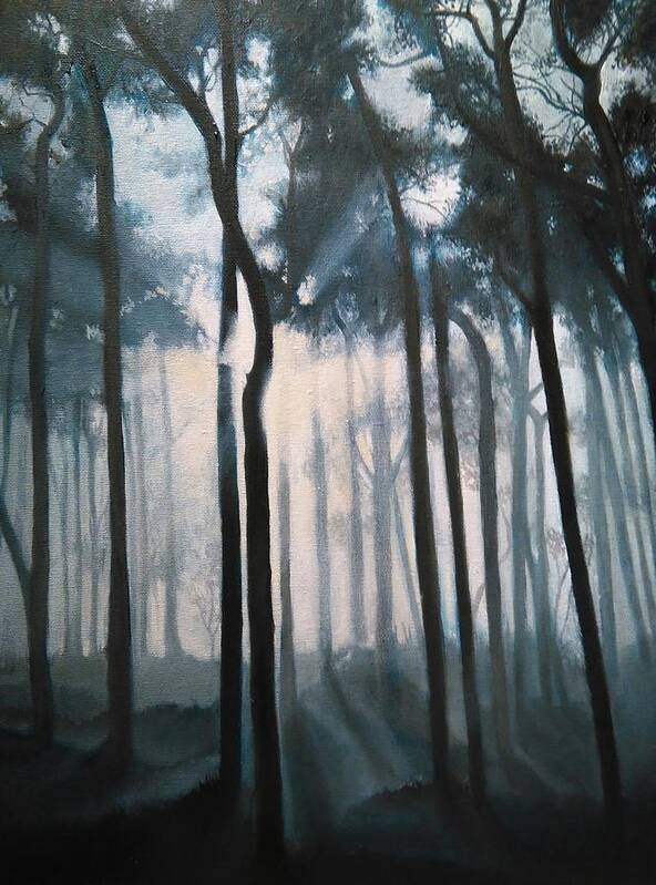Woods Art Print featuring the painting Misty Woods by Caroline Philp