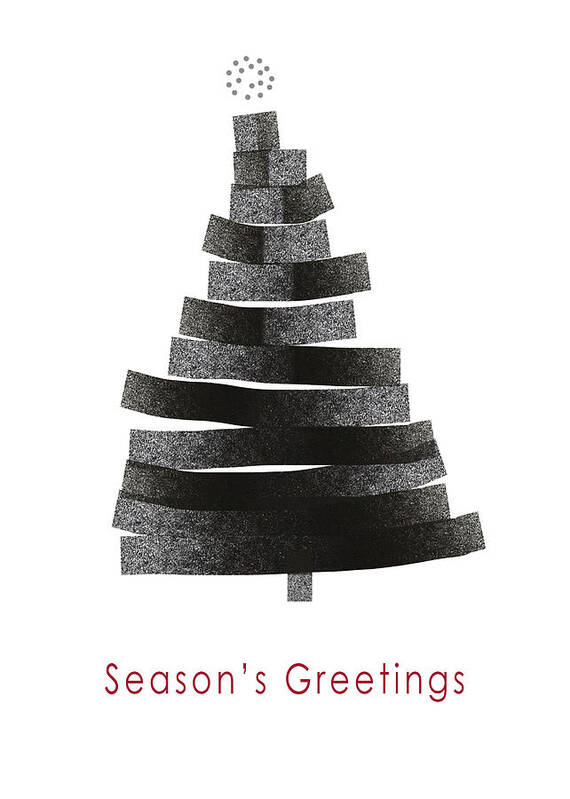 Modern Art Print featuring the mixed media Modern Winter Tree- Season's Greetings Art by Linda Woods by Linda Woods