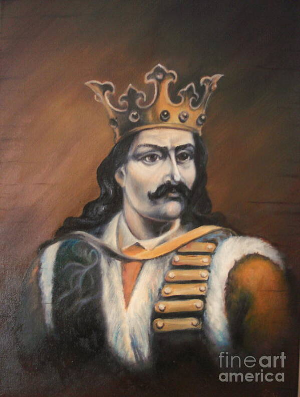 Portrait Art Print featuring the painting Moldavian Prince Stefan Cel Mare by Sorin Apostolescu