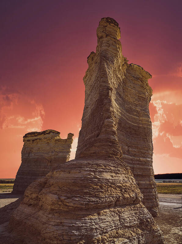 Monument Rock Art Print featuring the photograph Monument Rock Sunset by Hal Mitzenmacher