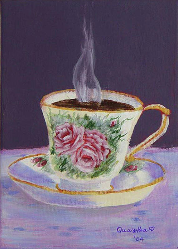 Cup Art Print featuring the drawing Morning Coffee by Quwatha Valentine