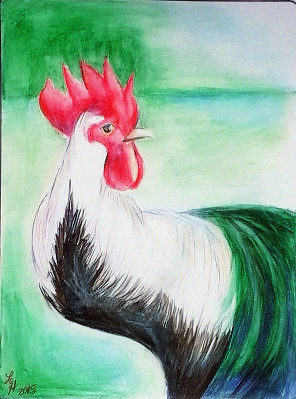 Chicken Art Print featuring the painting Morning by Loretta Nash