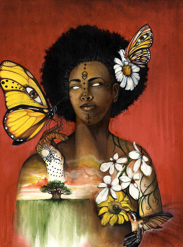 Butterfly Art Print featuring the mixed media Mother Nature VIII by Anthony Burks Sr