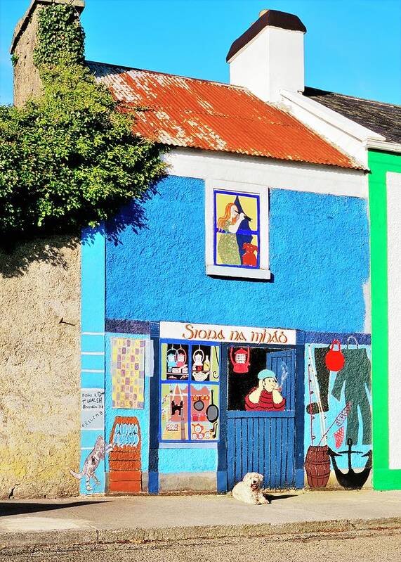 Mural painting of fishing tackle shop. Village of Kinvara on the