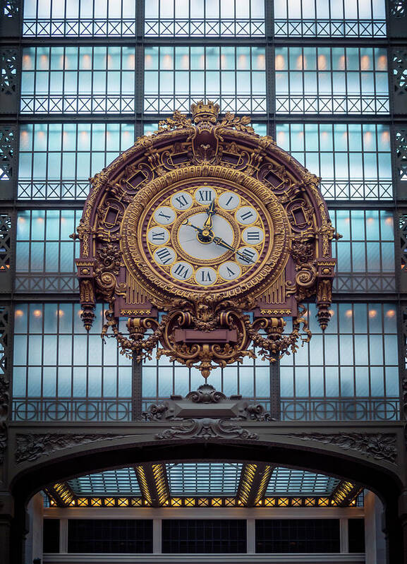 Musee Art Print featuring the photograph Musee d'Orsay Gold Clock by Joan Carroll