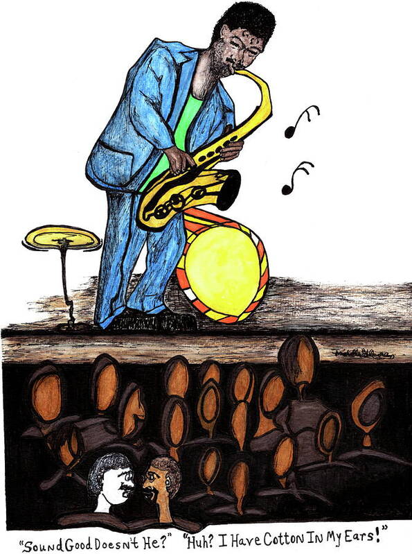 Cartoon Art Print featuring the mixed media Music Man Cartoon by Michelle Gilmore