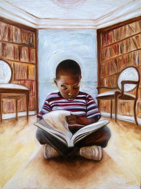African American Art Art Print featuring the painting My Book by Emery Franklin