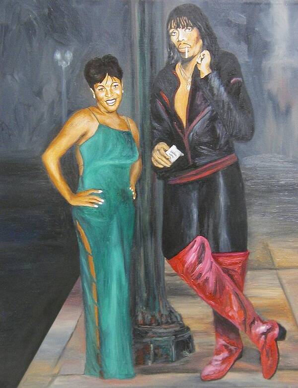 Portraits Art Print featuring the painting Mz Thang and Rick James by Angelo Thomas