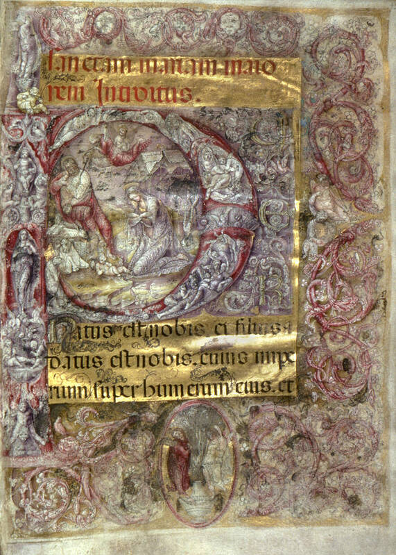 15th Century Art Print featuring the photograph Nativity In An Initial P by Granger