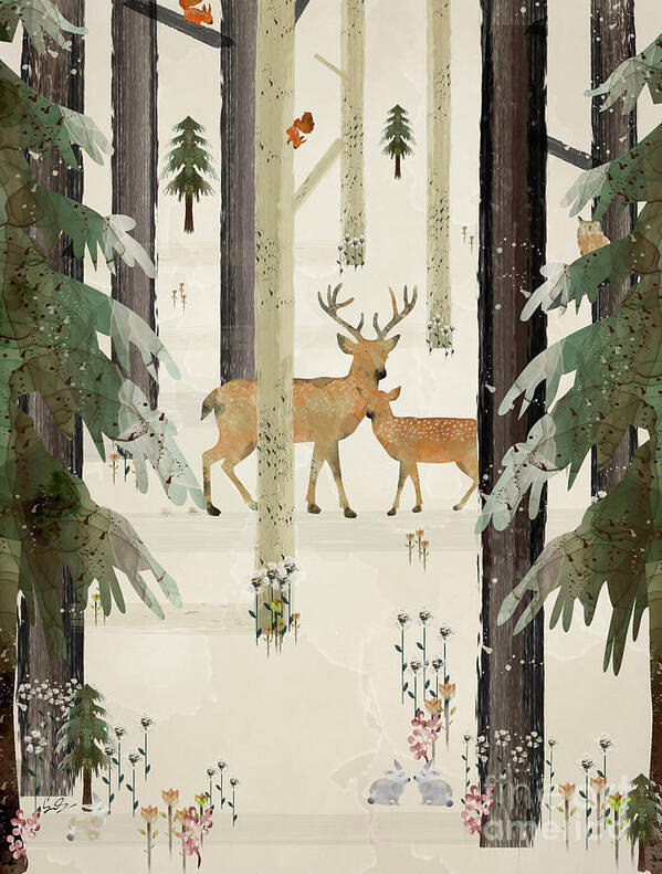 Nature Art Print featuring the painting Natures Way The Deer by Bri Buckley