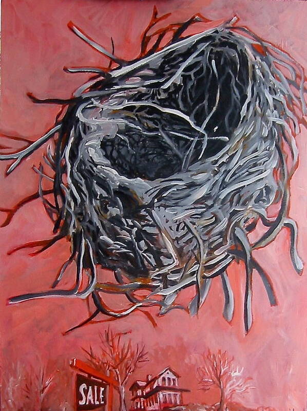 Nest Art Print featuring the painting Nest above house by Tilly Strauss