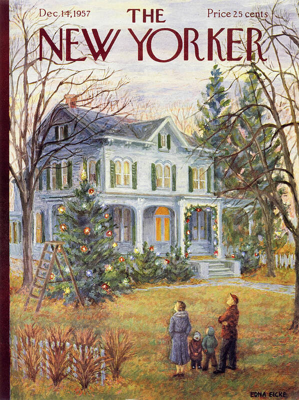 Christmas Art Print featuring the painting New Yorker December 14 1957 by Edna Eicke