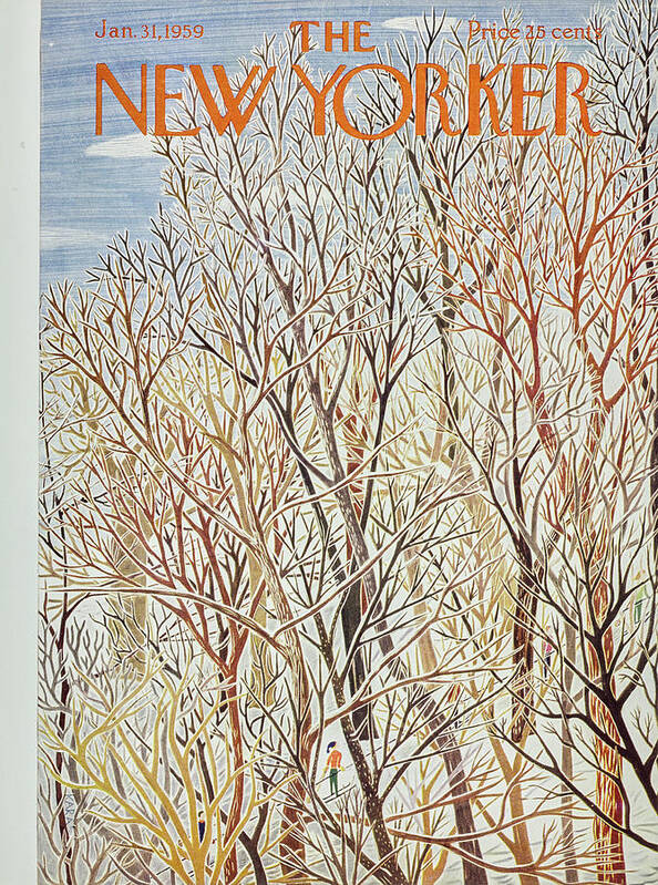 Ski Art Print featuring the painting New Yorker January 31 1959 by Ilonka Karasz