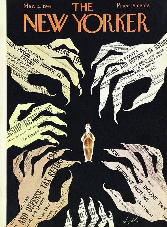 Income Tax Art Print featuring the painting New Yorker March 15 1941 by Constantin Alajalov