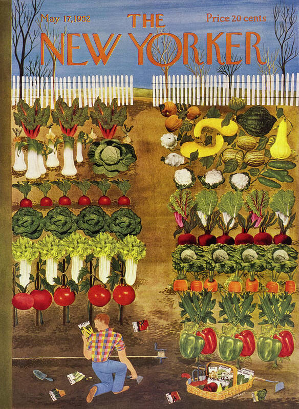 Garden Art Print featuring the painting New Yorker May 17 1952 by Ilonka Karasz