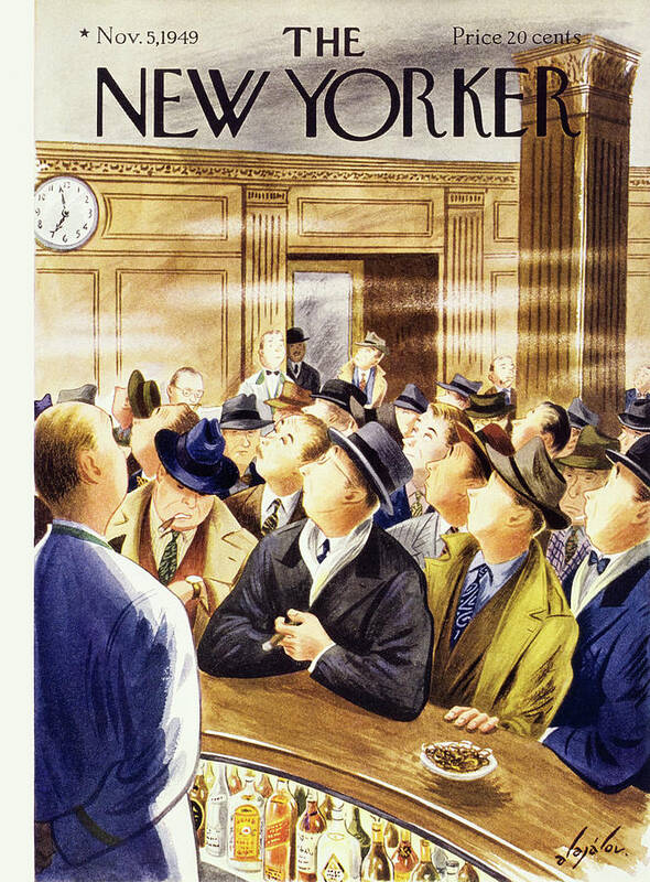 Commuters Art Print featuring the painting New Yorker November 5 1949 by Constantin Alajalov