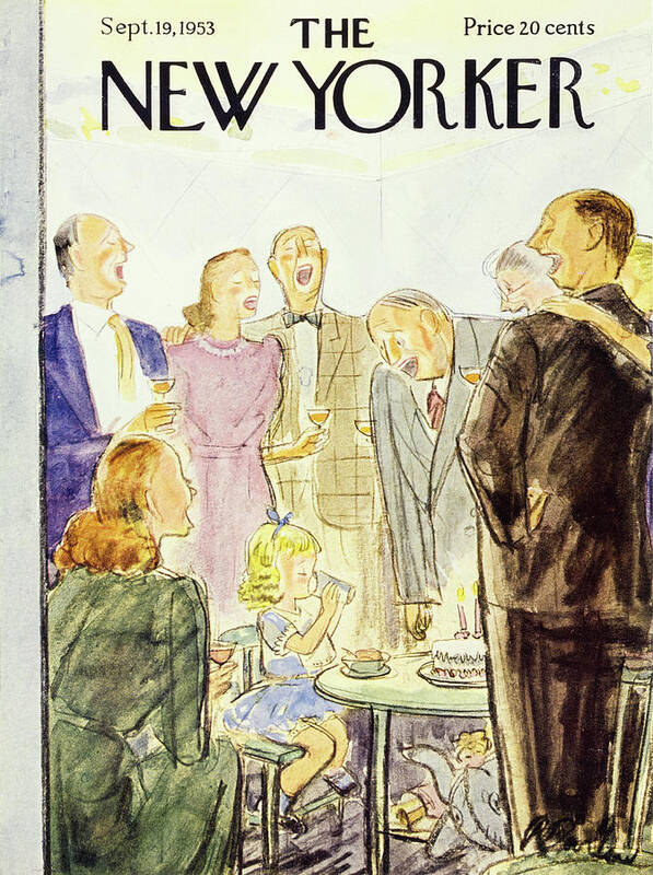 Birthday Art Print featuring the painting New Yorker September 19 1953 by Perry Barlow