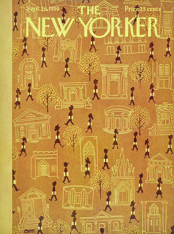Students Art Print featuring the painting New Yorker September 26 1959 by Charles Martin