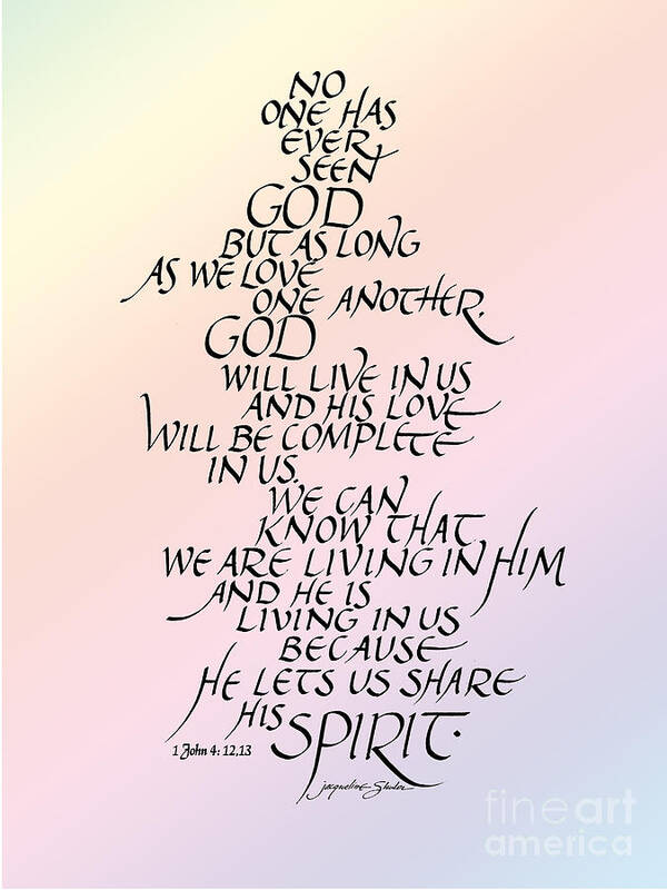 Scripture Art Print featuring the drawing No One Has Seen God by Jacqueline Shuler