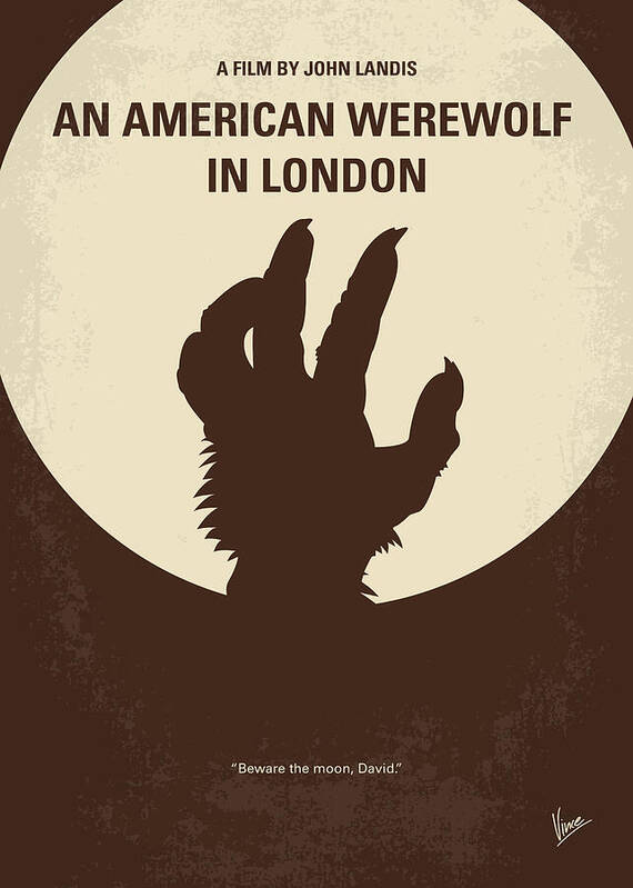 American Werewolf In London Art Print featuring the digital art No593 My American werewolf in London minimal movie poster by Chungkong Art