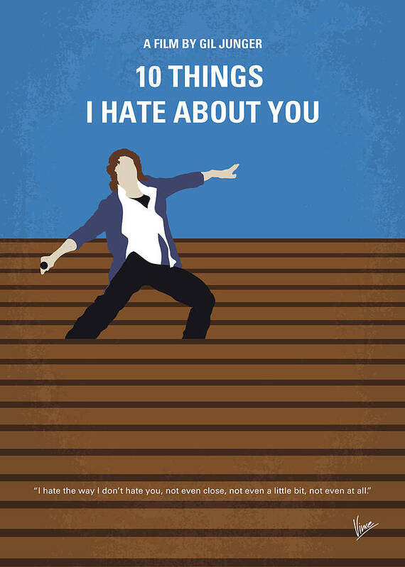 10 Things I Hate About You Art Print featuring the digital art No850 My 10 Things I Hate About You minimal movie poster by Chungkong Art