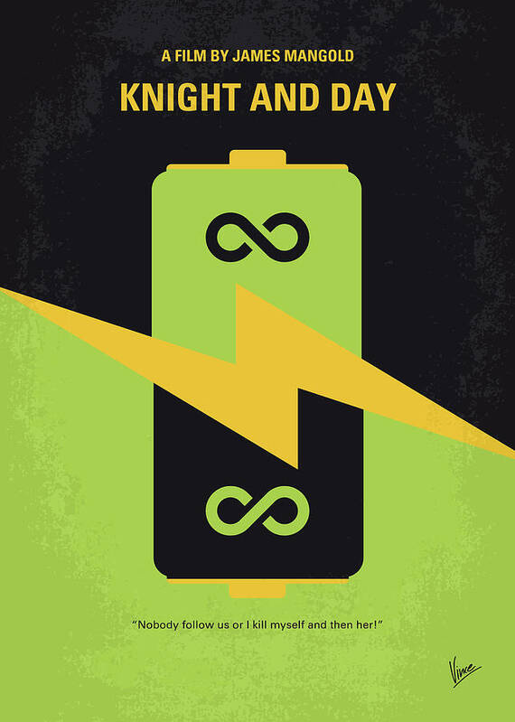 Knight And Day Art Print featuring the digital art No899 My Knight and Day minimal movie poster by Chungkong Art