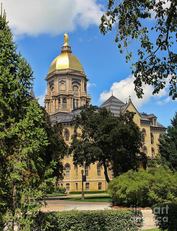 Notre Dame University Art Print featuring the photograph Notre Dame University Main Building 2525 by Jack Schultz