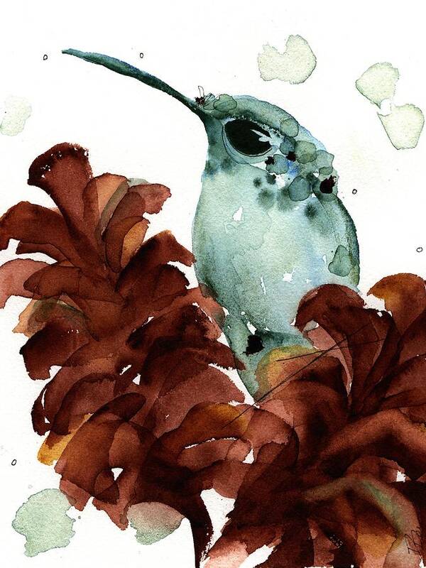 Hummingbird Art Print featuring the painting November Hummer by Dawn Derman
