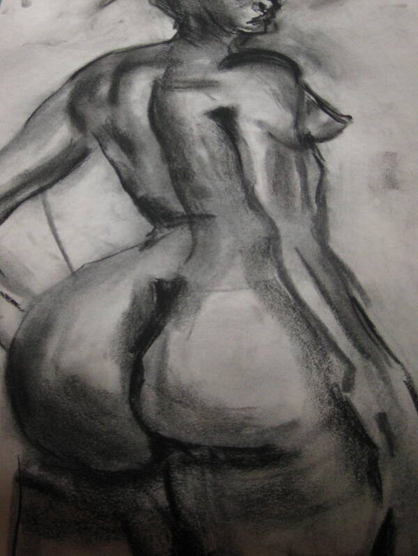 Nudes Art Print featuring the drawing Nude Buttocks by Carole Johnson