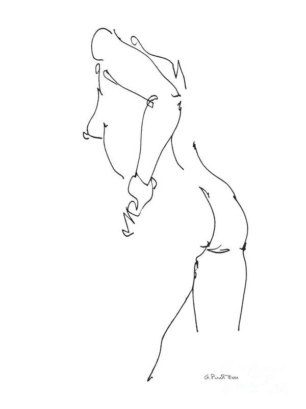 Female Art Print featuring the drawing Nude Female Drawings 11 by Gordon Punt