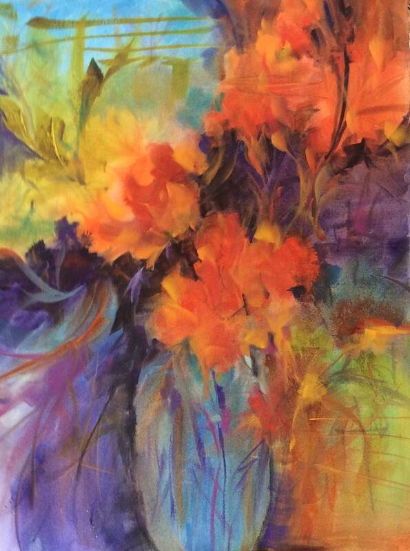 Floral Art Print featuring the painting Orange Bouquet by Karen Ann Patton