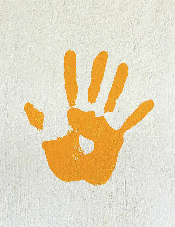 Print Art Print featuring the photograph Orange handprint on a wall by Dutourdumonde Photography