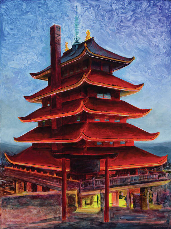 Pagoda Art Print featuring the painting Pagoda Reading, PA by Rich Houck