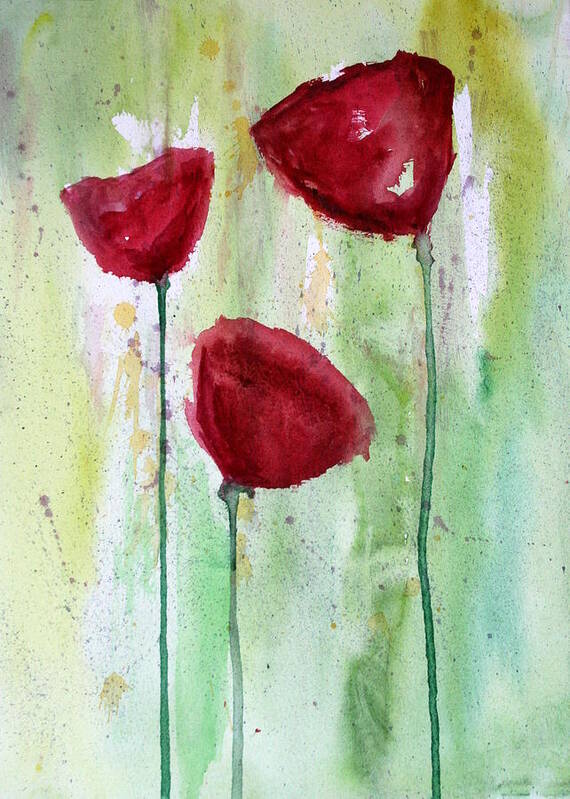 Poppies Art Print featuring the painting Painting Class Painting by Julie Lueders 