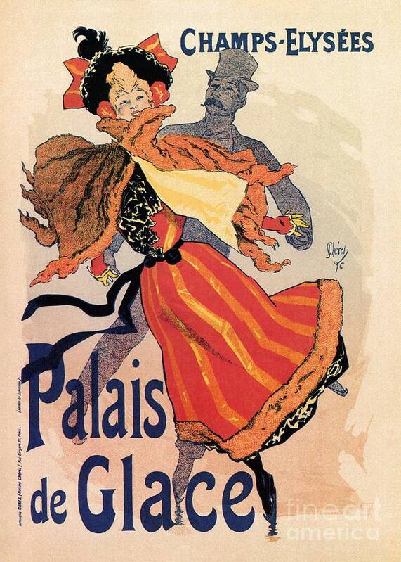 Vintage Art Print featuring the drawing Palais de Glace Jules Cheret by Heidi De Leeuw